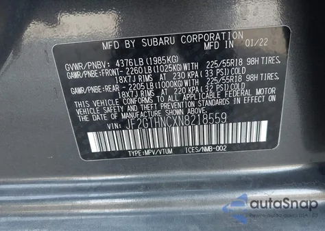 2022 Subaru Crosstrek Limited from USA, damaged, VIN JF2GTHNCXN8218559